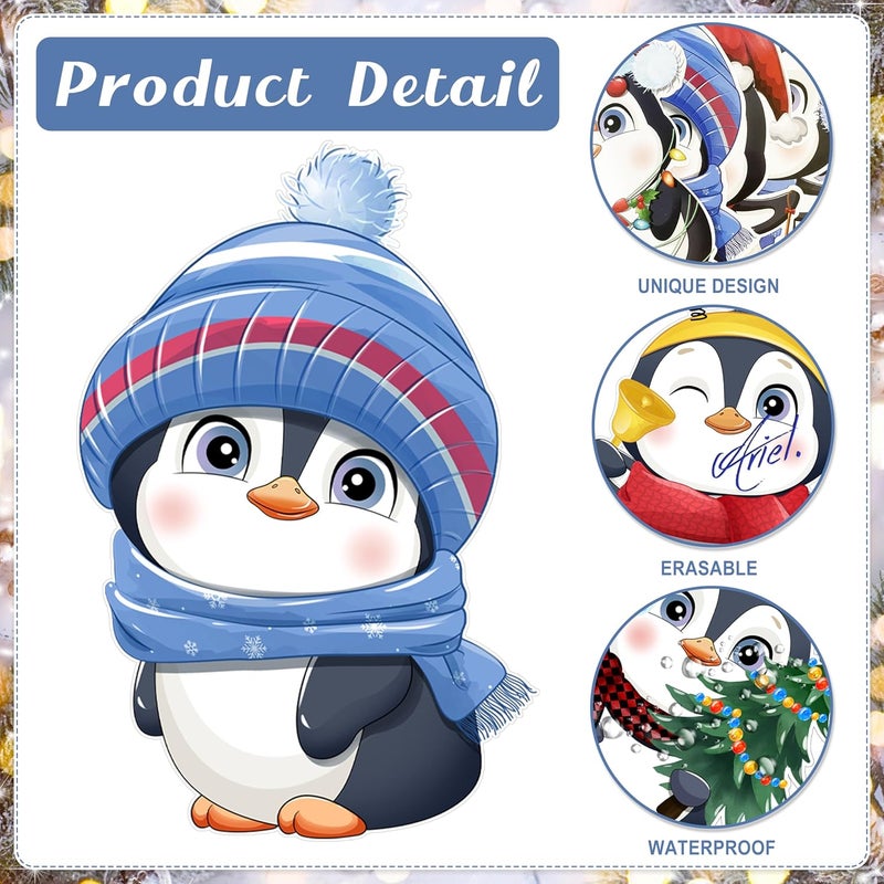 TREWAVE Winter Christmas Penguin Snowflakes Cutouts Christmas Bulletin Board Decorations Classroom Winter Holiday Cut-Outs Decor Home School Christmas Stickers for Wall Window Blackboard - Image 3